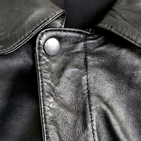 VTG Men's Black Leather Bomber Jacket - US XL - Picture 9 of 15